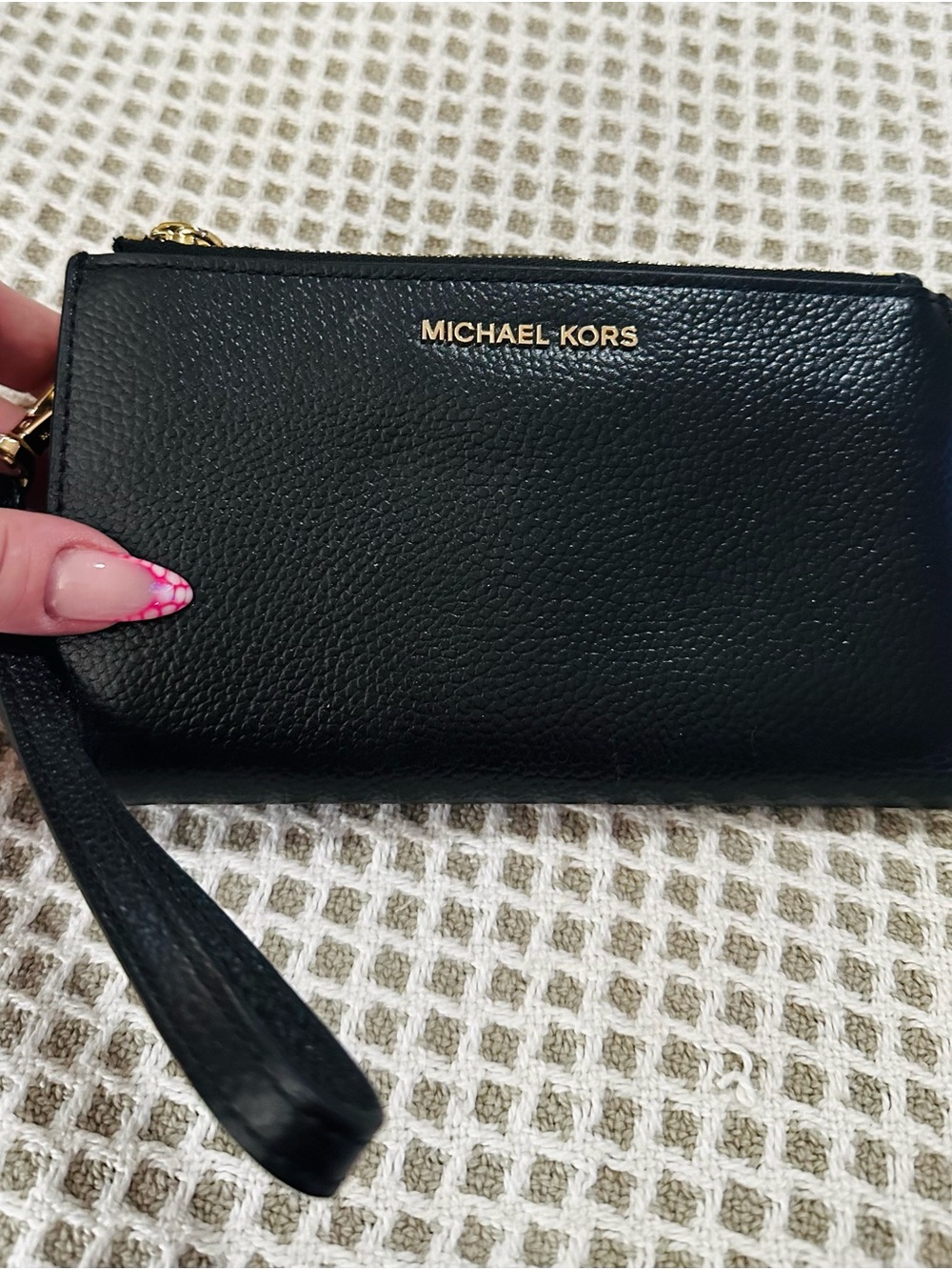Michael Kors Jet Set Double Zip Leather Wristlet